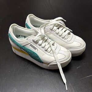 Puma Women's White and Teal Sneakers